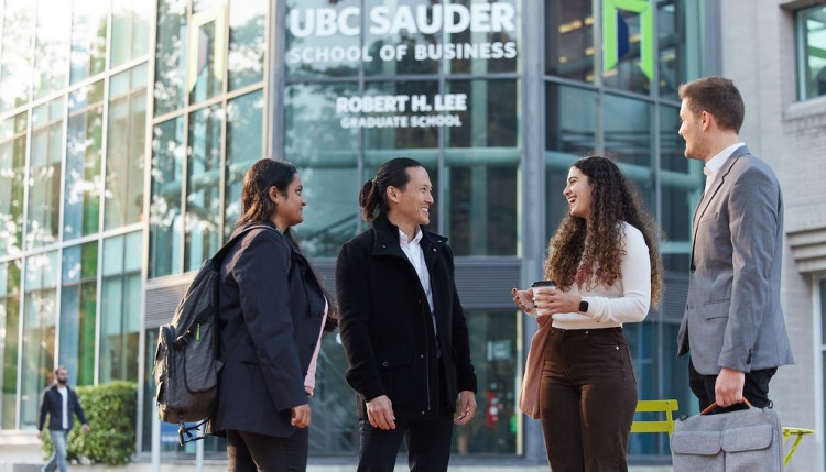 Students outside of Henry Angus Building