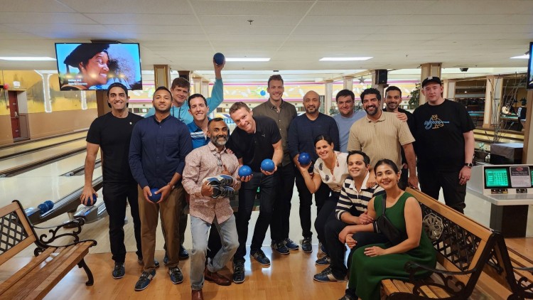 Members of the MBA 2019 class bowling for the 5-year reunion