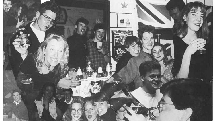 A black and white collage created using photos from the 1994 POITS event featuring different students