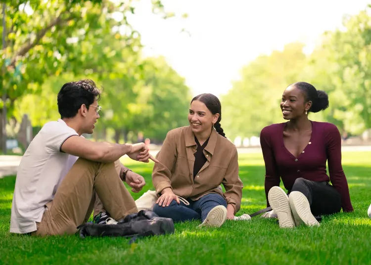 Students chatting outside
